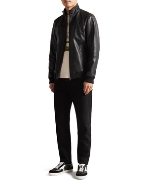 Veste Ted Baker Leather Bomber Noir Homme | HWM-58533514